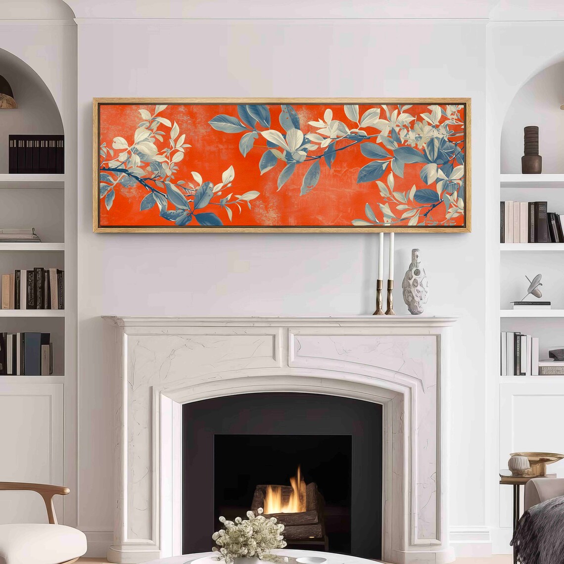 Burnt Orange Botanical Foliage Branches Vintage Floral Wall Art Print - Image 3