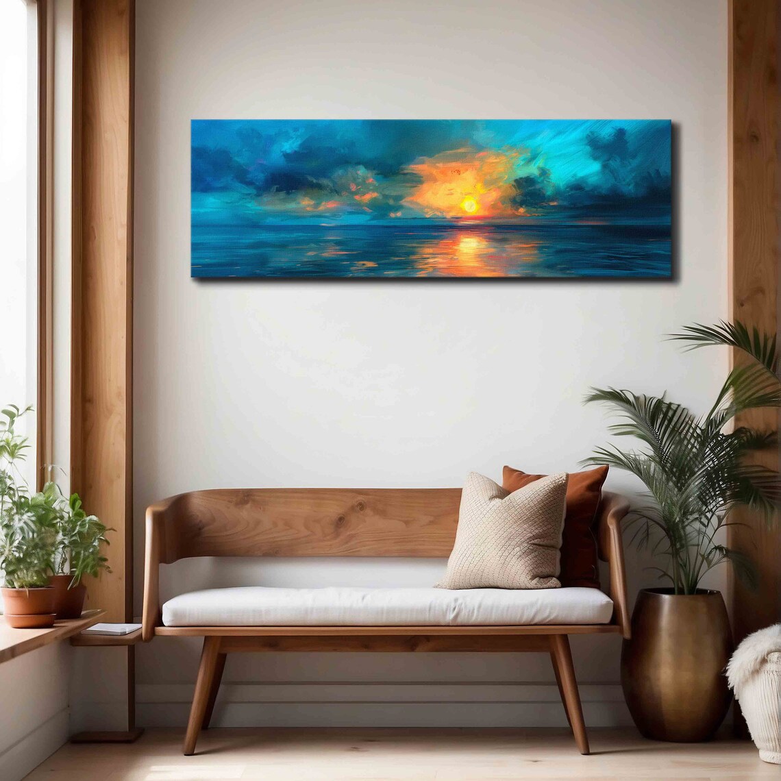 Sunset Over the Calm Ocean Vintage Seascape Art Print - Image 2