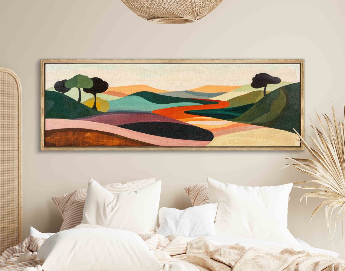 Modern Landscape Art Print, Minimal Panoramic View - Image 2