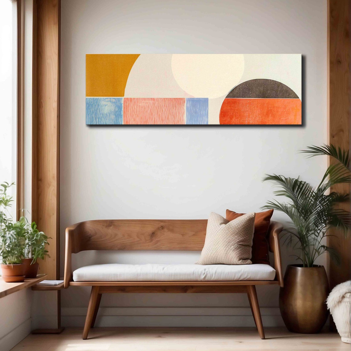 Mid Century Modern Geometric Arch Abstract Panoramic Framed Art Print - Image 4