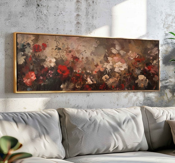 Vintage Wildflowers Panoramic Floral Art Print