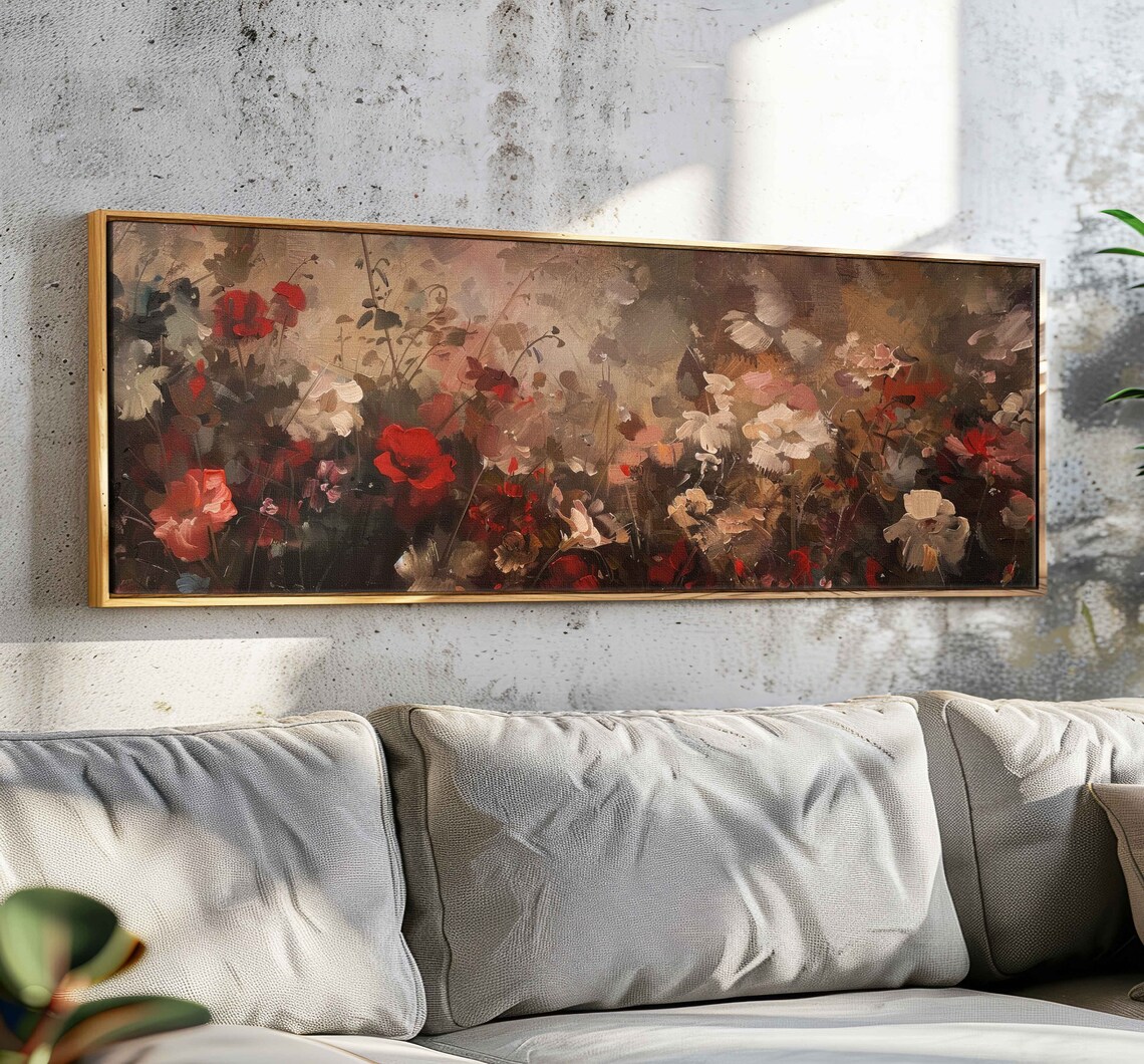 Vintage Wildflowers Panoramic Floral Art Print
