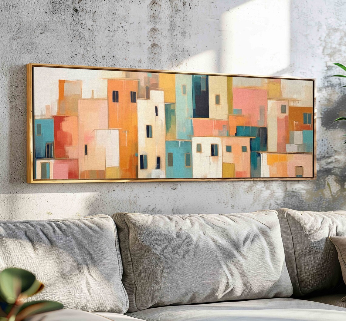 Cityscape Mid Century Modern Art Print, Abstract Landscape