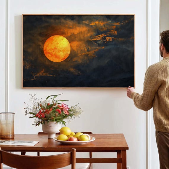 Moody Sunset Wall Art Framed Canvasposter Print Modern Wall Art Print Above Bedsofa Decor Ready To Hang Moody Wall Art