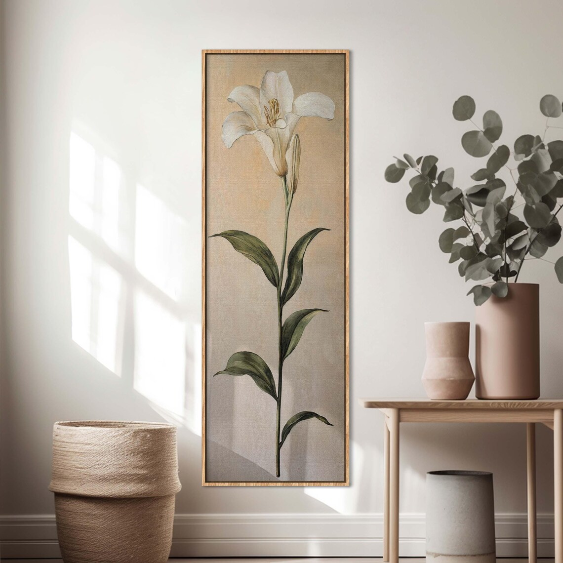 Vintage Botanical Floral Art Print, Vertical Flowers