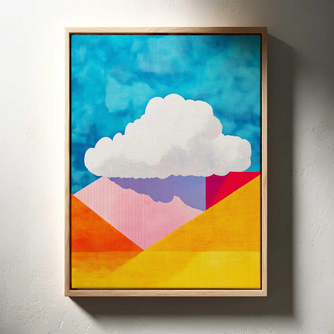 Mid Century Modern Cloud Wall Art Framed Large Modern Wall Art Ready To Hang Wall Decor Boho Wall Art Cloud Art Print - Image 3