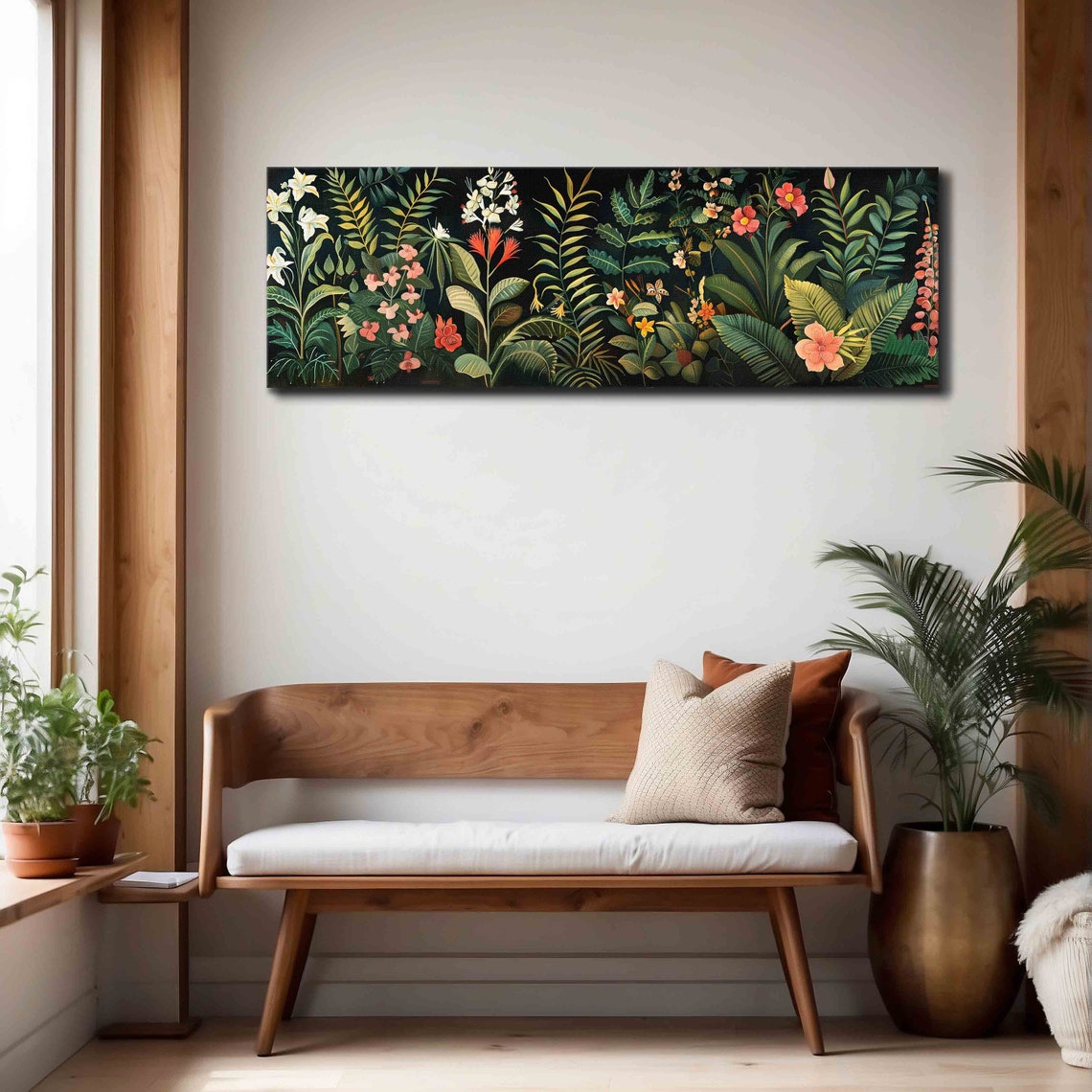 Dark Tropical Jungle Botanical Flowers Panoramic Moody Wall Art - Image 4