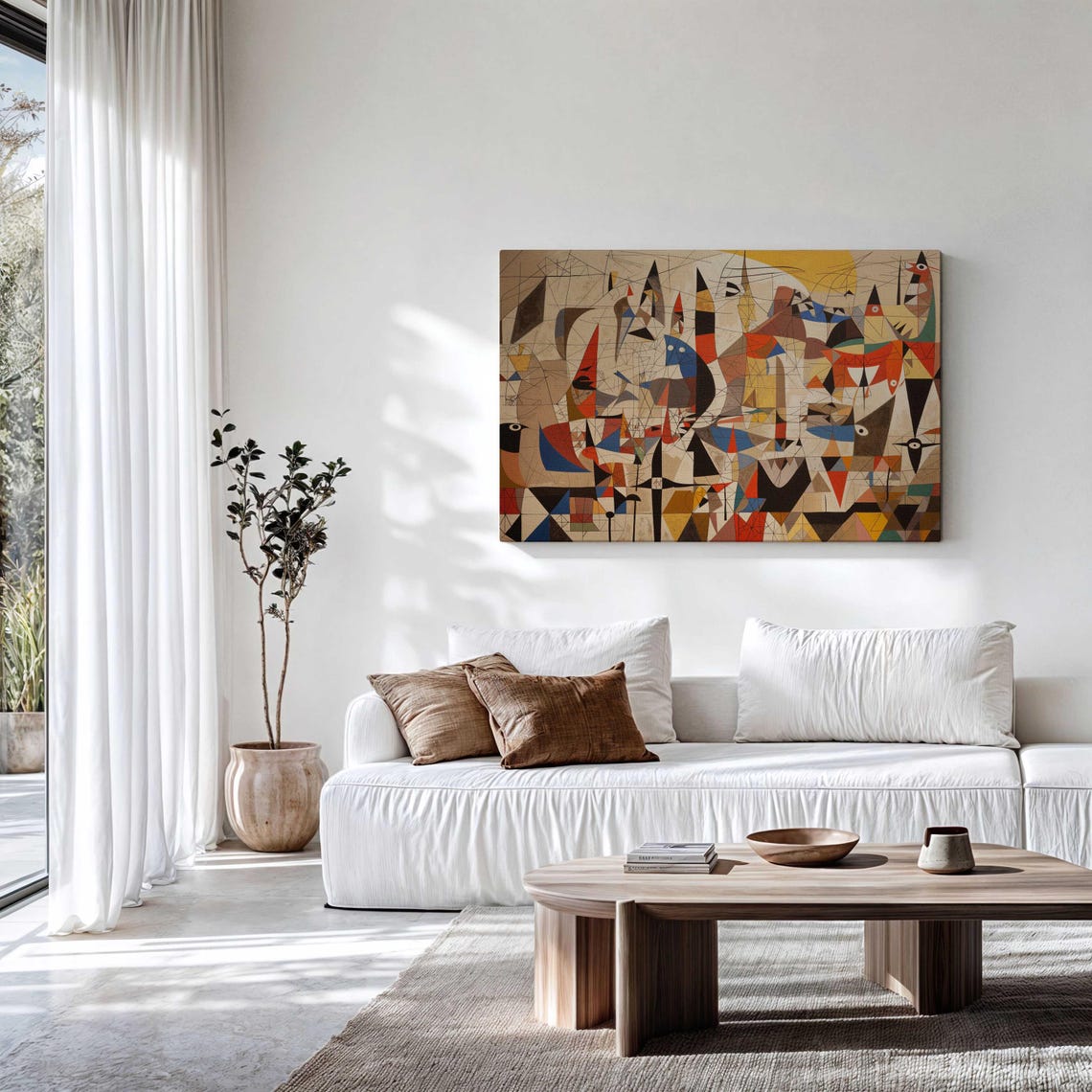 Mid Century Modern Abstract Wall Art Framed Print Above Bedsofa Decor Geometric Modern Wall Art Decor Horizontal Wall Art Framed - Image 3