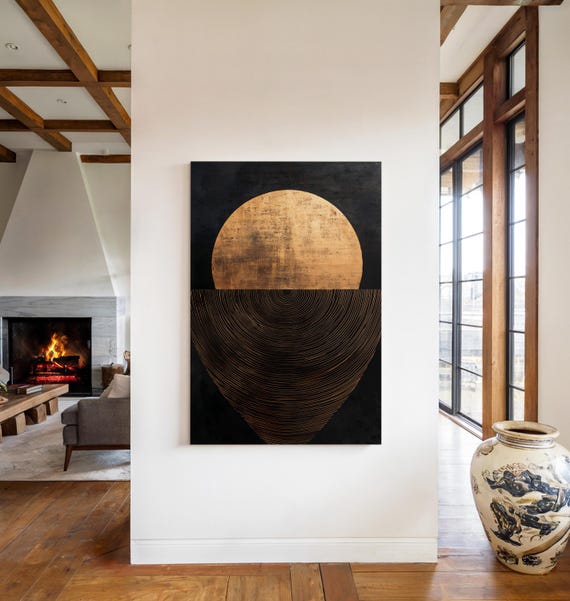 Modern Sunset Wall Art Framed Print Abstract Wall Art Above Bedsofa Decor Geometrical Wall Art Decor Large Wall Art Framed