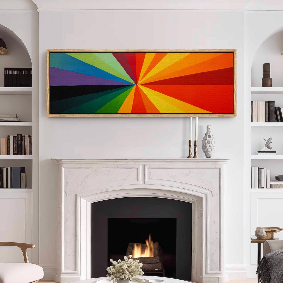 Rainbow Sunburst Radiating Rays Colorful Modern Minimalist Art Print - Image 3