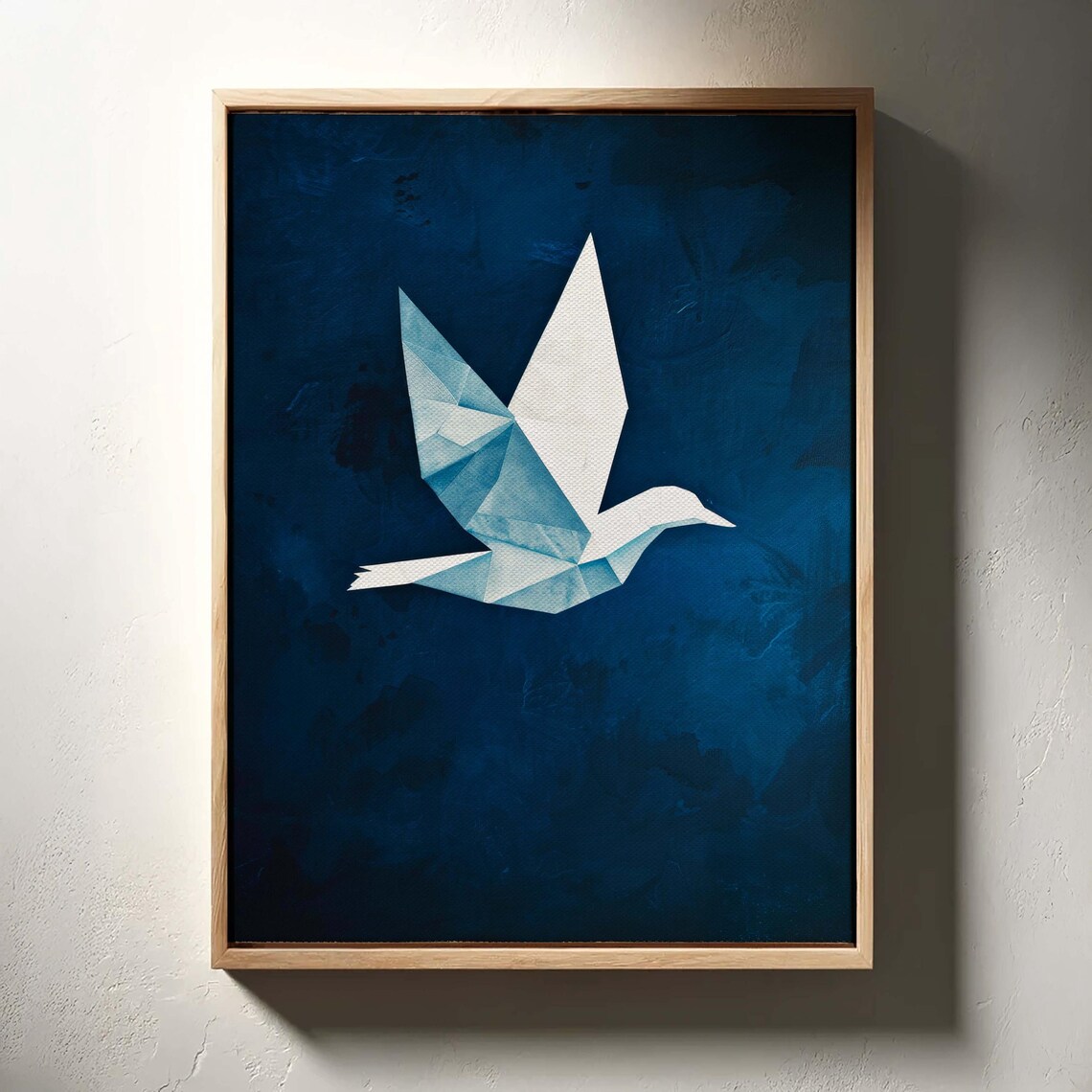 Origami Bird Geometric Paper Crane Navy Blue Modern Decor Poster - Image 3