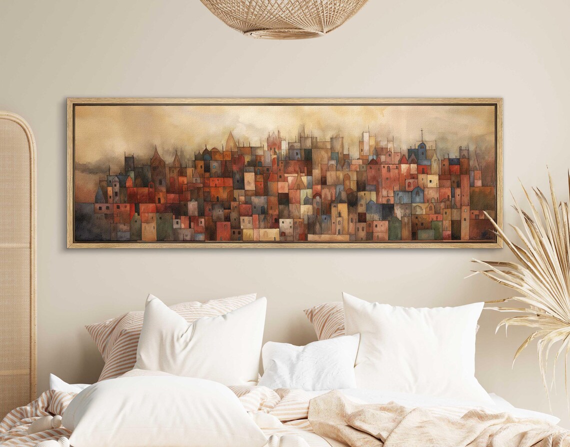 Mid-Century Modern Abstract Cityscape Wall Art Print - Image 2
