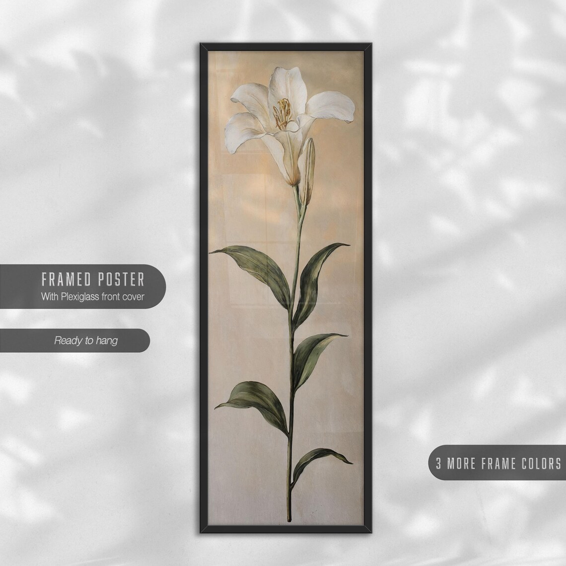 Vintage Botanical Floral Art Print, Vertical Flowers - Image 4