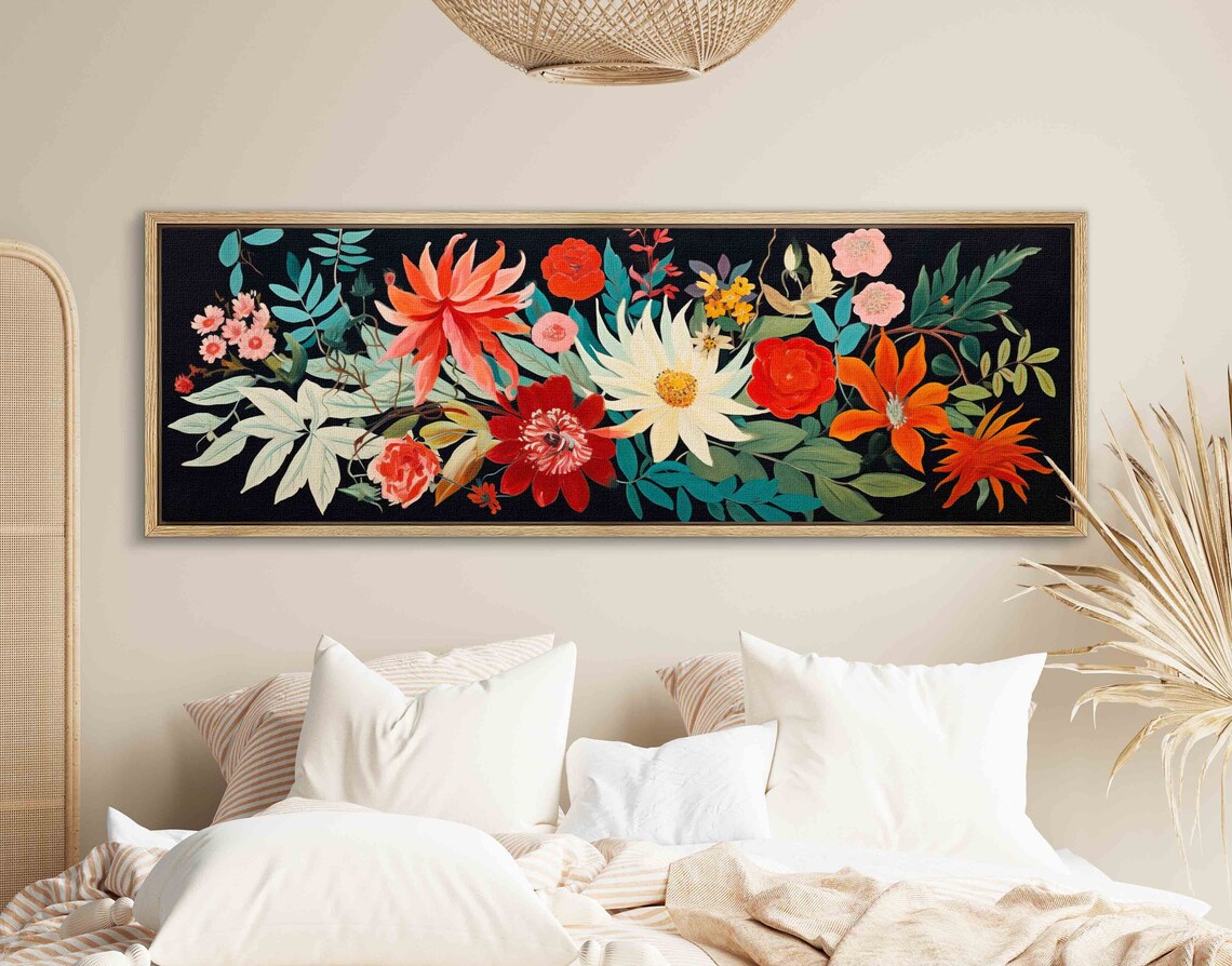 Floral Botanical Boho Art Print, Panoramic Flowers - Image 2
