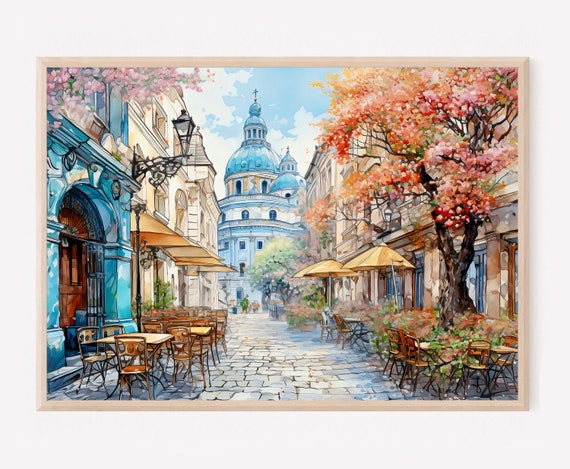 Vienna Austria Watercolor Travel Poster, Home Decor