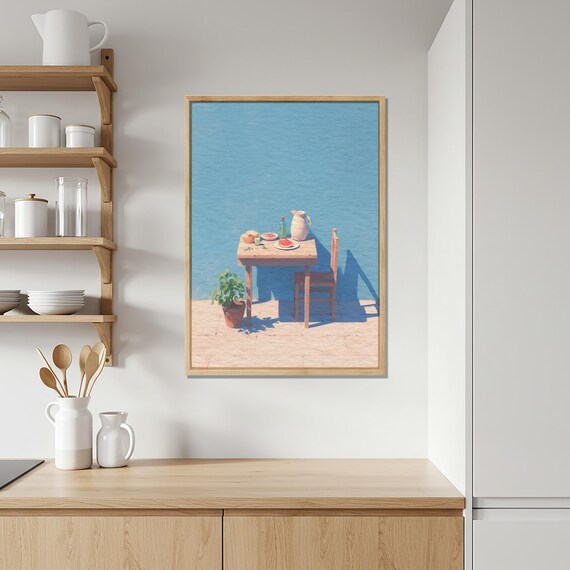 Mediterranean Coastal Balcony Seaside Table Setting Wall Art