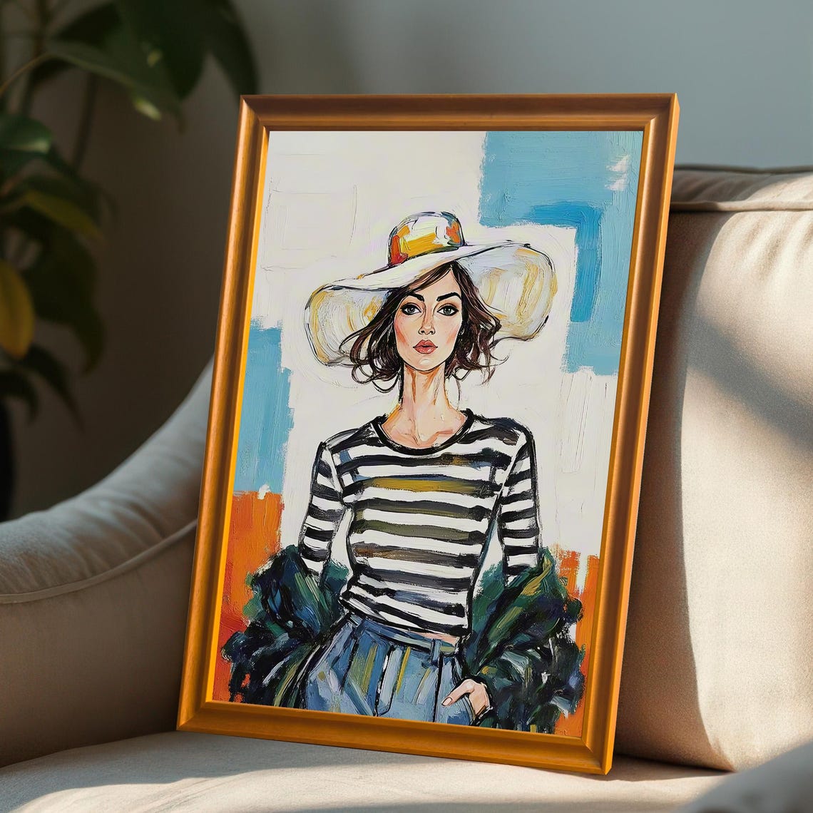 Woman With Hat Portrait Art Print