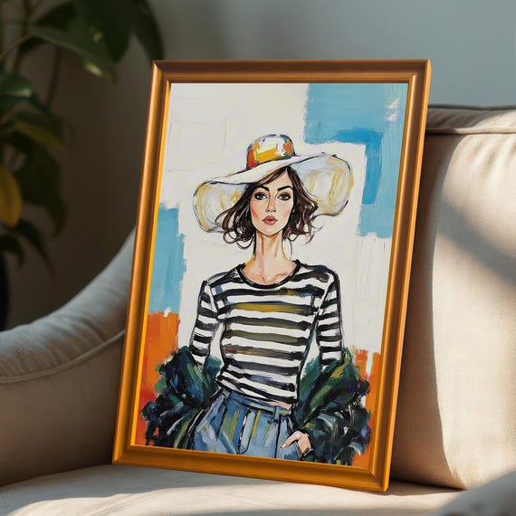 Woman With Hat Portrait Art Print
