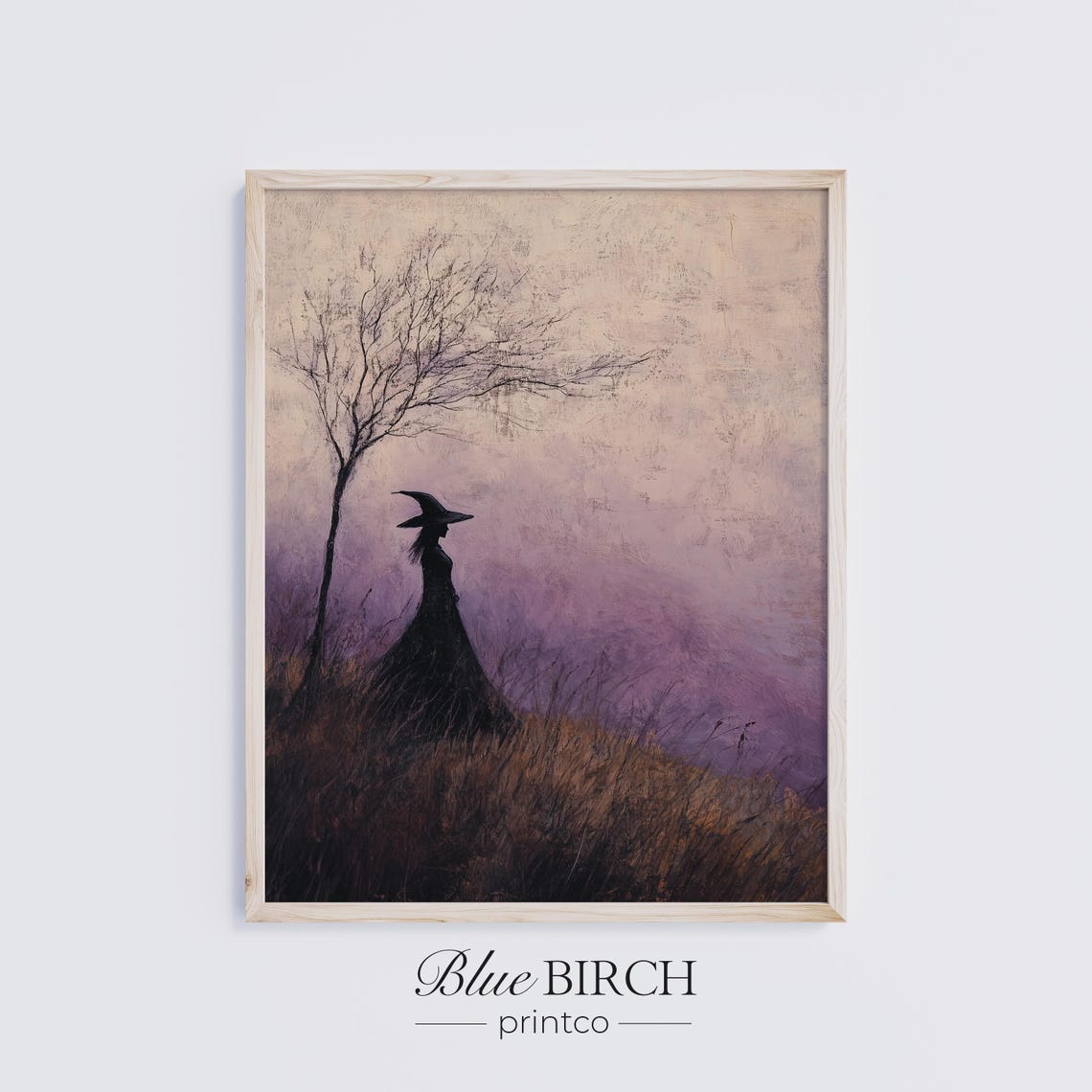 Witch Silhouette At Twilight Mist Vintage Gothic Halloween Poster