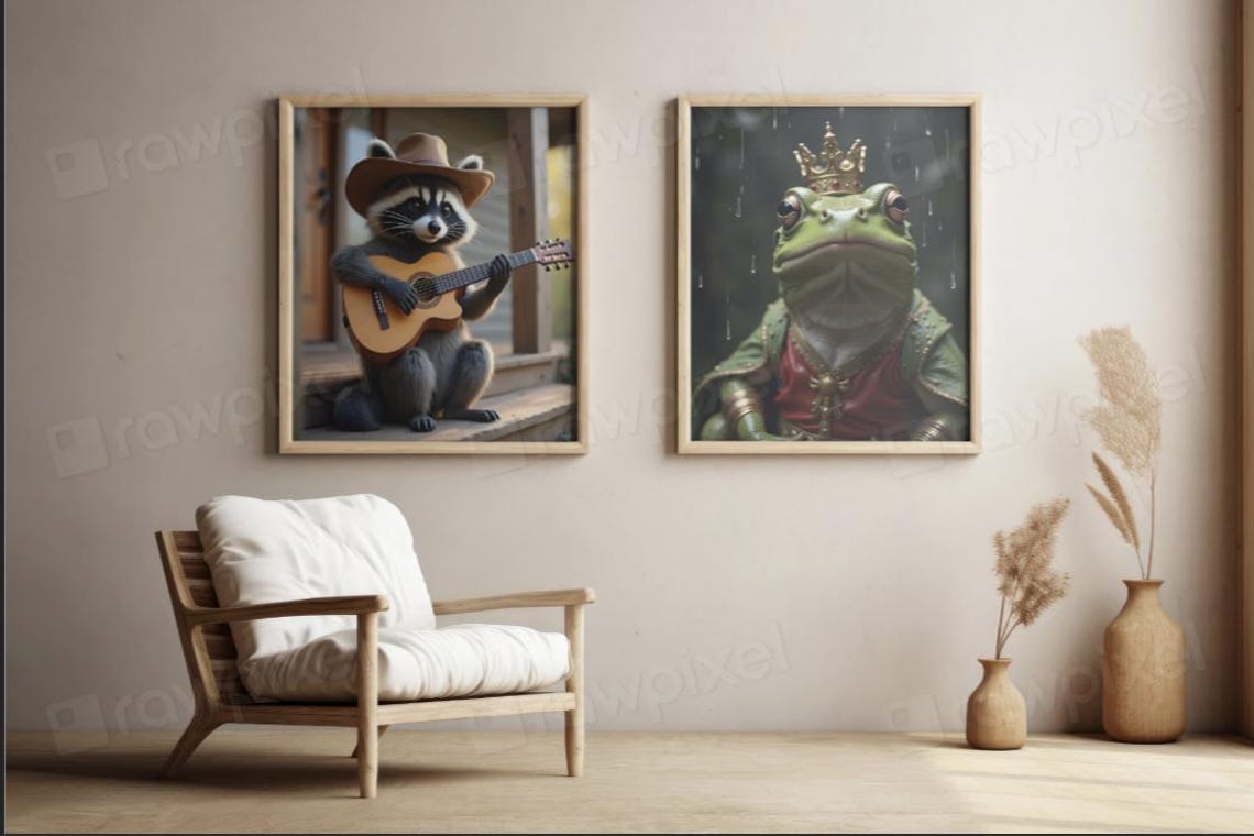 Regal Frog King Wearing a Golden Crown Standing in the Rain Poster - Image 3