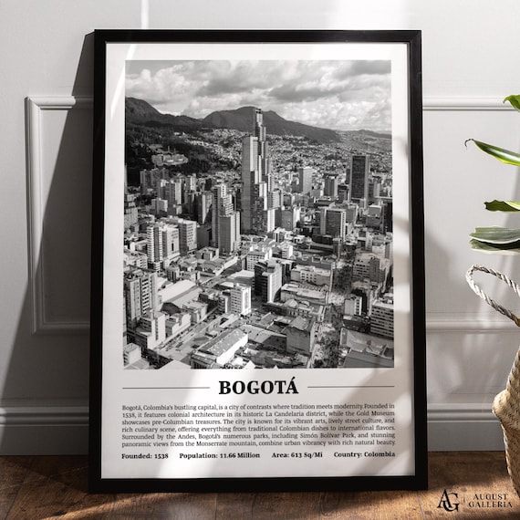 Bogota Colombia Black and White Andean Skyline City Photo Poster