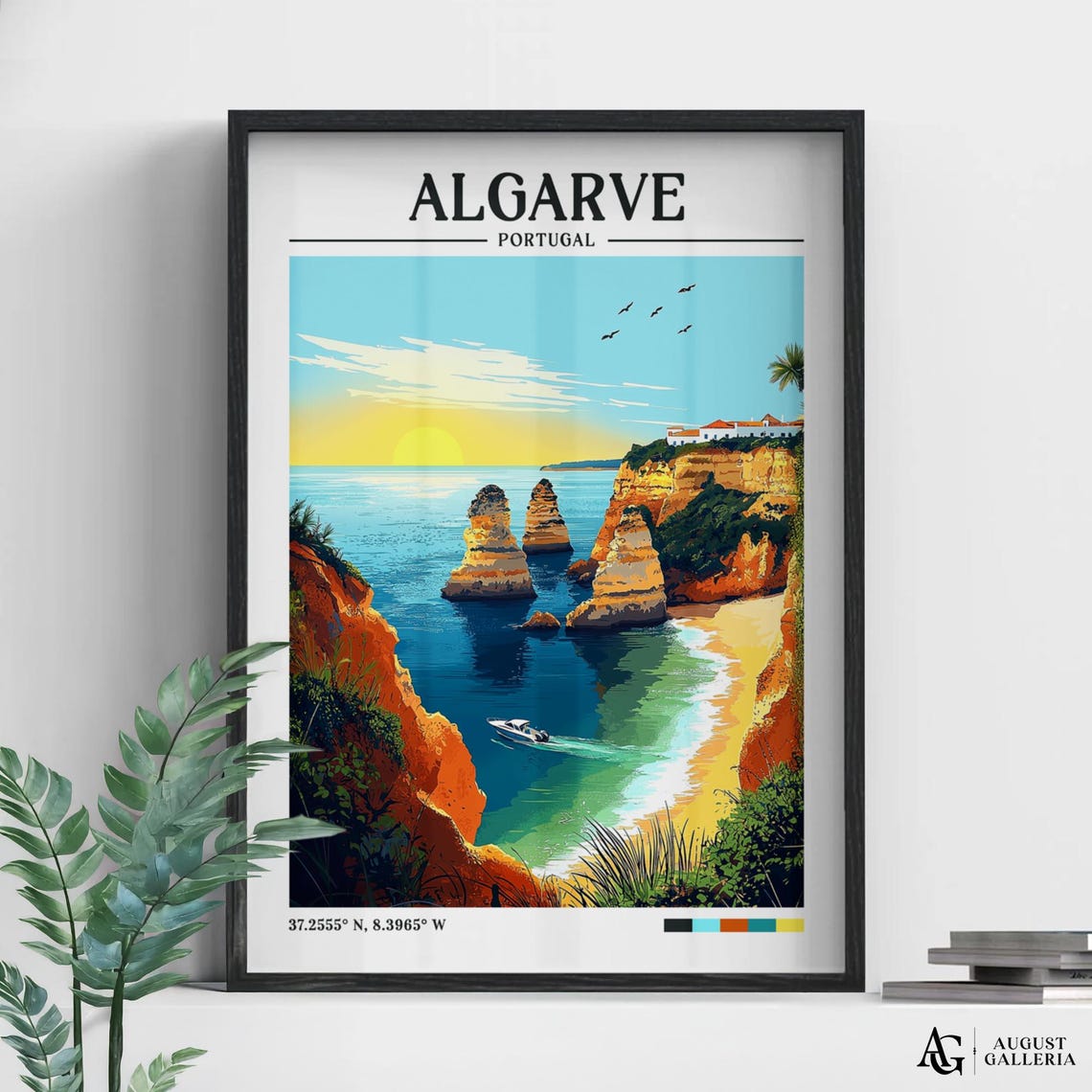 Algarve Portugal Retro Travel Print Wanderlust Posters Wall Art Framed Prints Canvas Poster