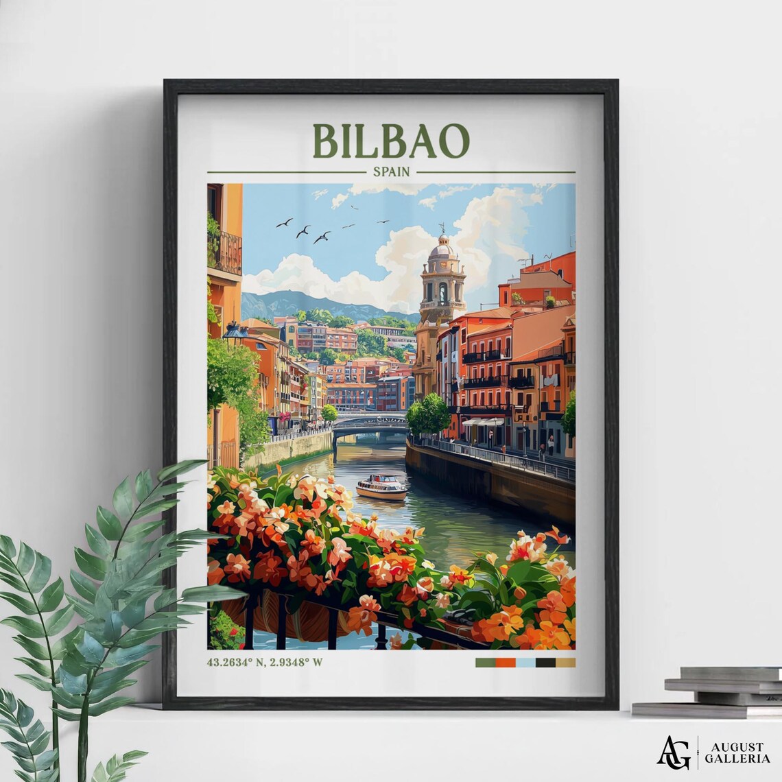 Bilbao Spain Retro Travel Poster, Wanderlust Style