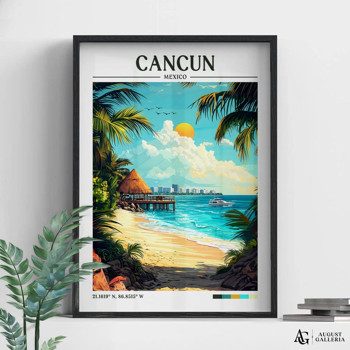 Cancn Mexico Retro Travel Print Wanderlust Posters Wall Art Framed Prints Canvas Poster