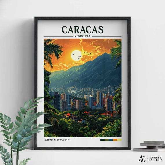 Caracas Venezuela Retro Travel Print Wanderlust Posters Wall Art Framed Prints Canvas Poster