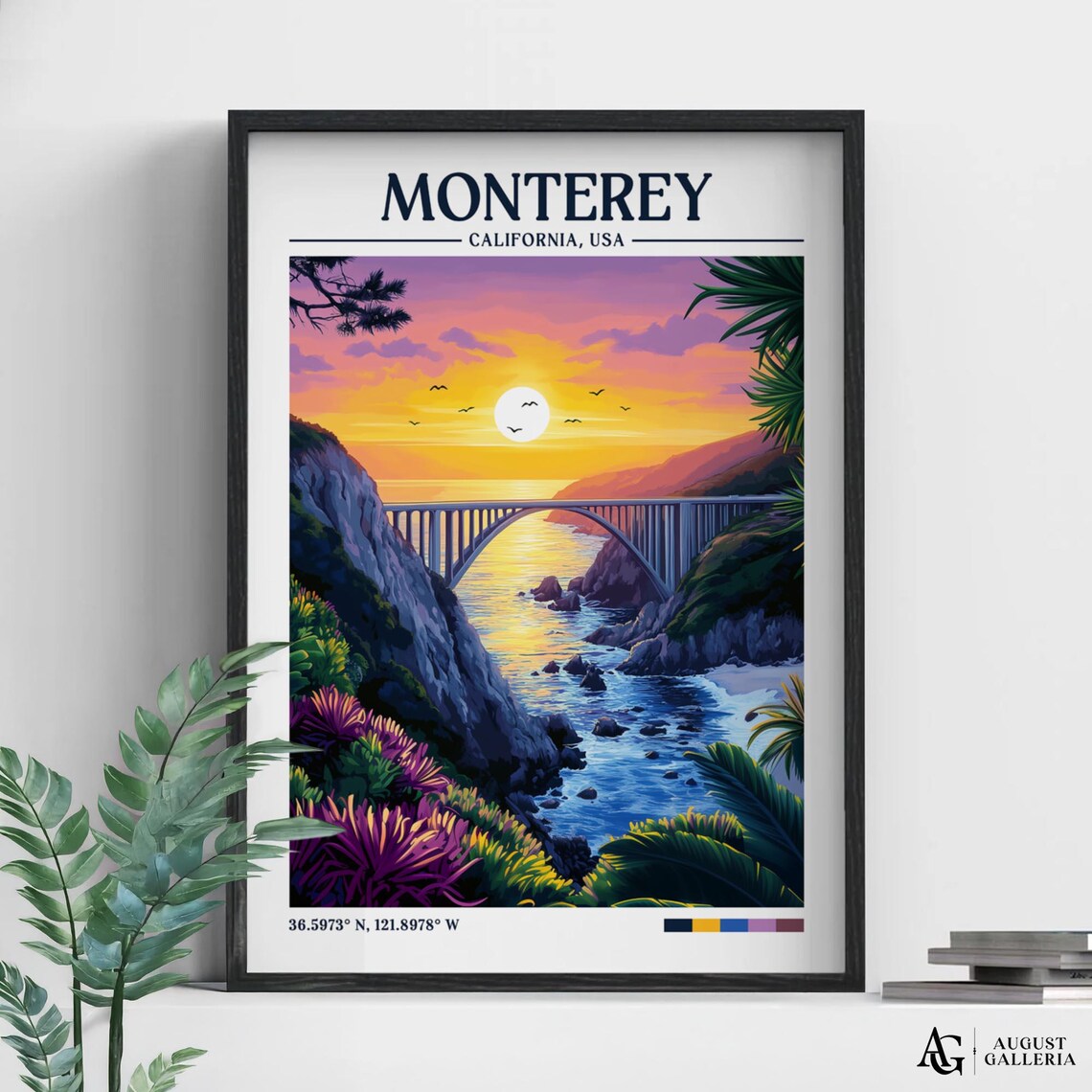 Monterey California Sunset Bixby Creek Bridge Coastal Travel Poster