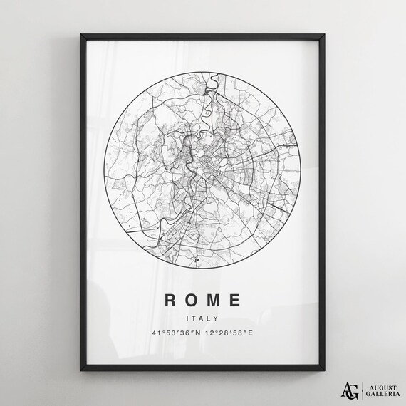 Rome Italy Eternal City Minimalist Black And White City Map Poster
