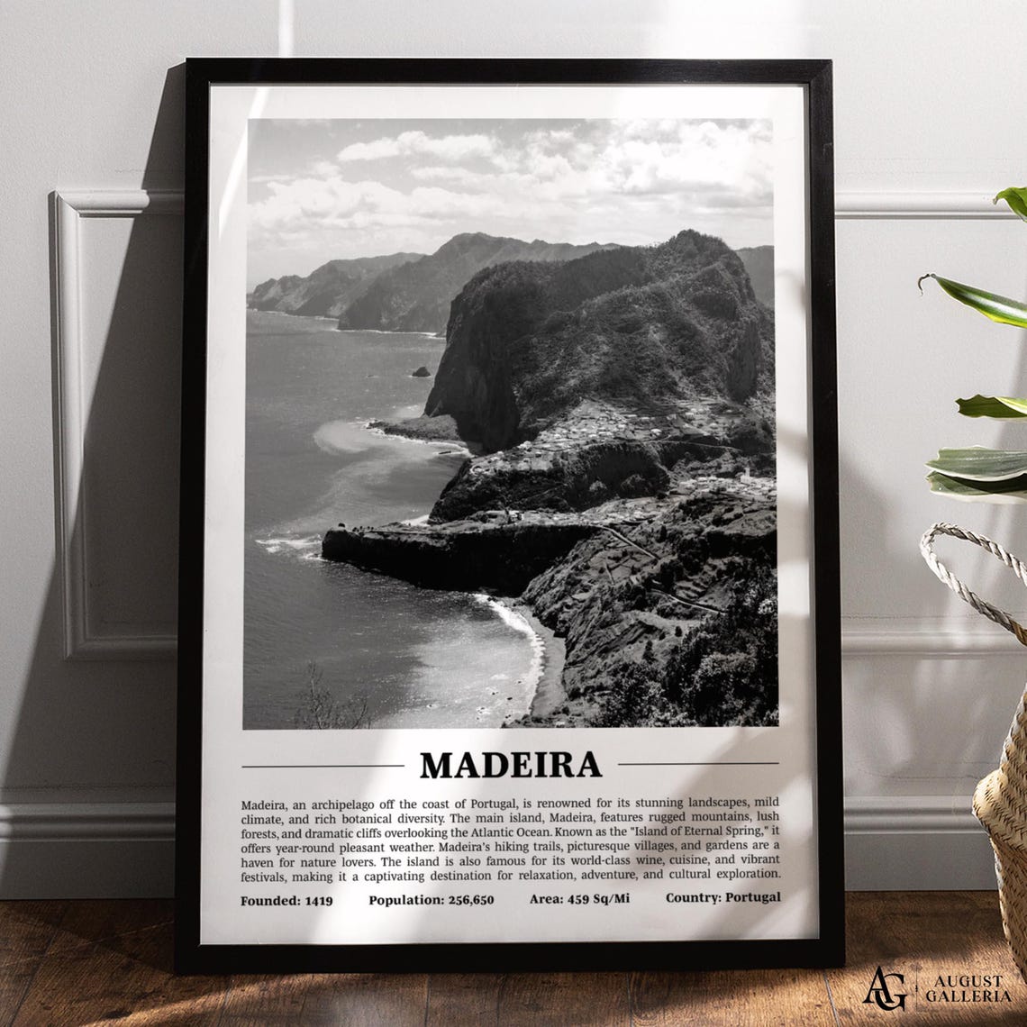 Madeira Dramatic Black and White Cliffs Coastline Travel Poster
