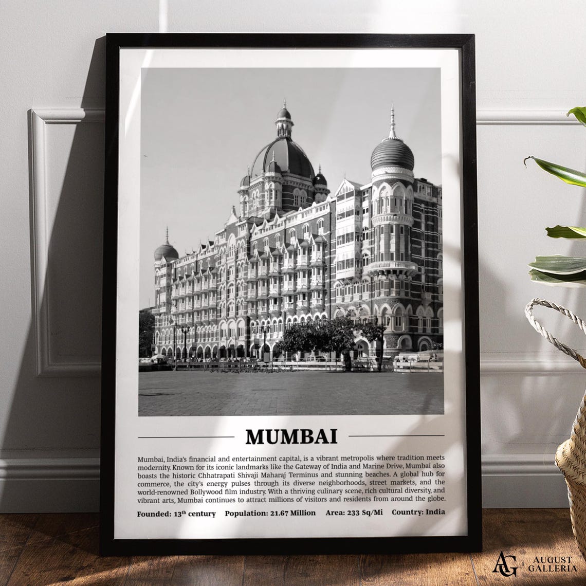 Grand Taj Mahal Palace Hotel Black And White Mumbai India Poster
