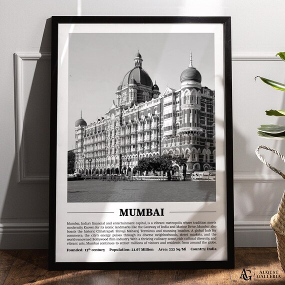 Grand Taj Mahal Palace Hotel Black And White Mumbai India Poster