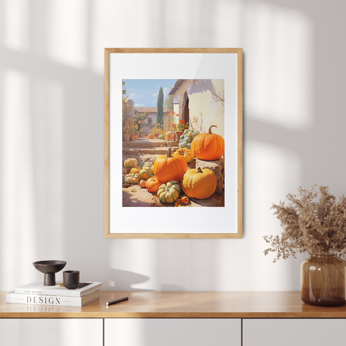 Pumpkin Harvest Courtyard Sunlit Mediterranean Autumn Poster - Image 2
