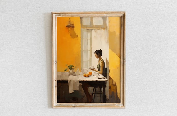 Contemporary Breakfast Elegance Abstract Woman Portrait Original Artwork Wall Decor Print Poster Wall Art Vintage Wall Art