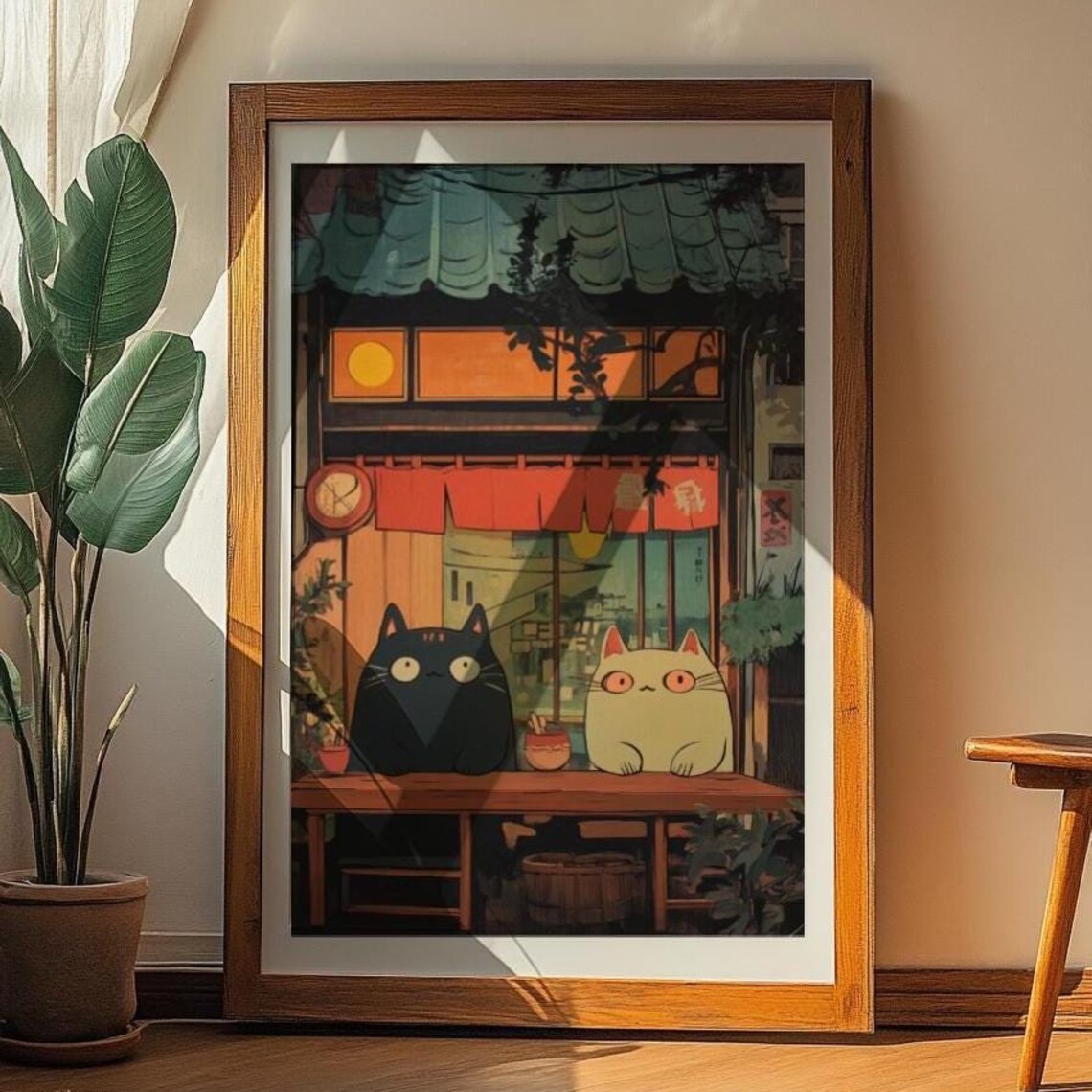 Whimsical Cat Restaurant Poster, Cozy Cat Lover Decor - Image 4