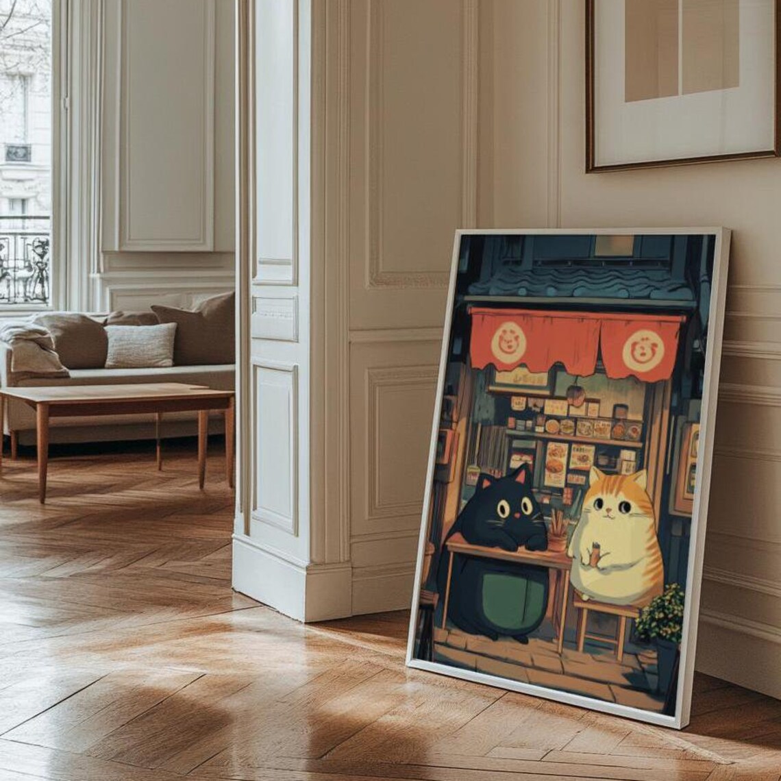 Whimsical Cat Restaurant Posters, Ghibli-Inspired