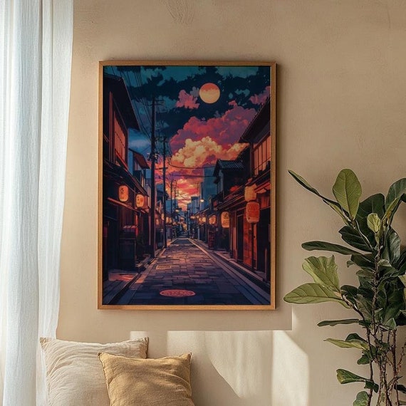 Urban Japan Sunset Matte Vertical Poster Japanese Street Art Home Decor Wall Art Gift For Art Lovers Aesthetic Room Decor Japan Art