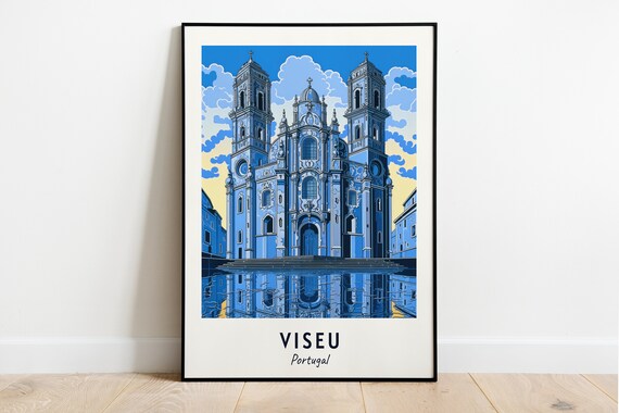 Viseu Cathedral Portugal Blue Baroque Facade At Twilight Poster