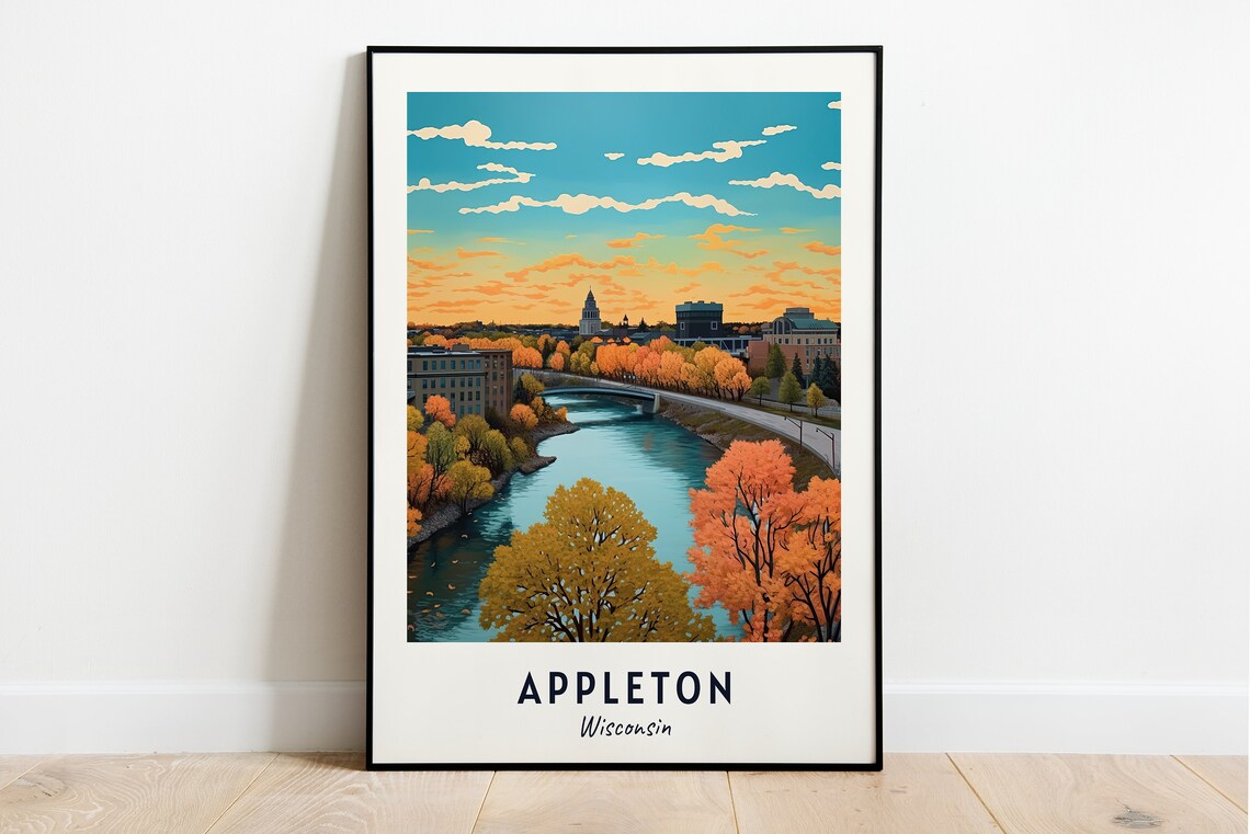 Appleton City Travel Poster, Wisconsin Wall Art