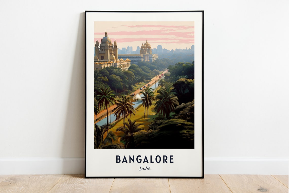 Historic Bangalore India Domed Landmark Palm Avenue Sunset Poster