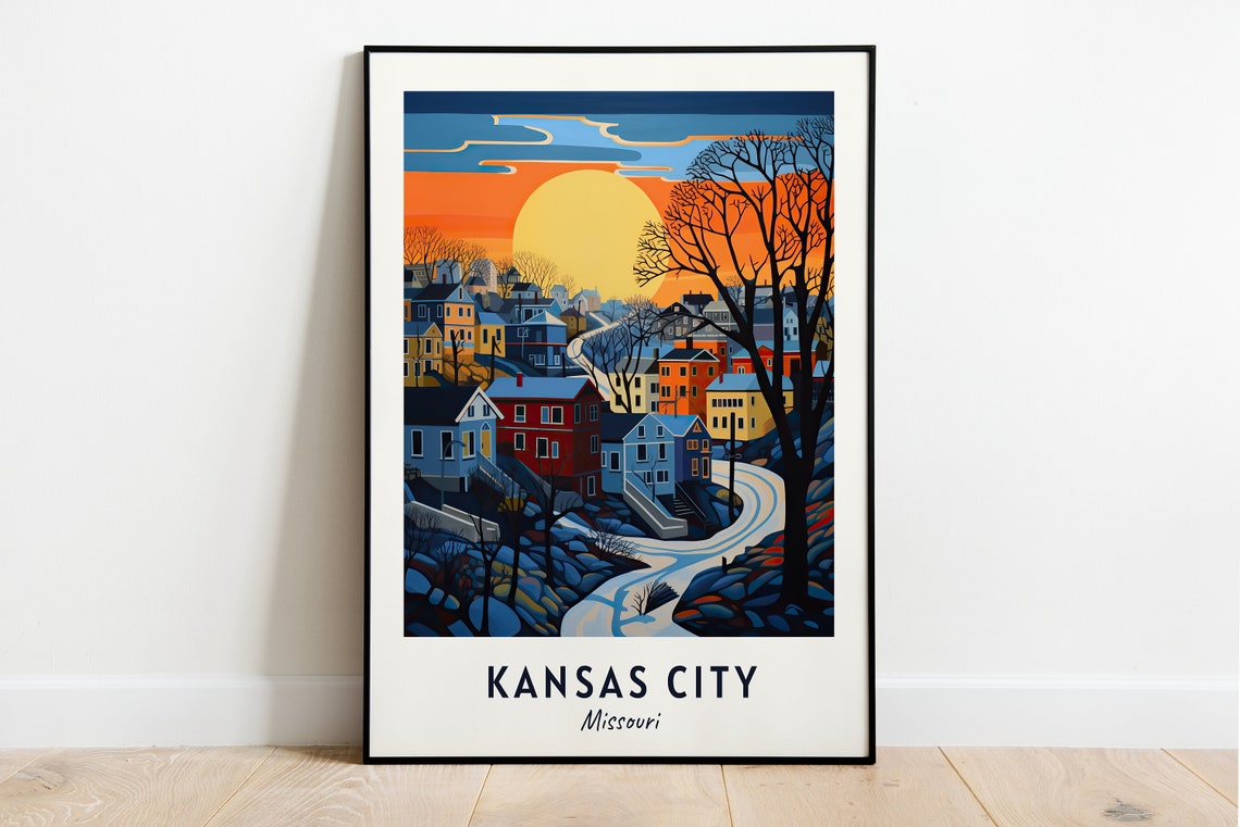 Kansas City Travel Print Wall Art Kansas City Missouri City Print Kansas City Travel Gift Kansas City City Poster