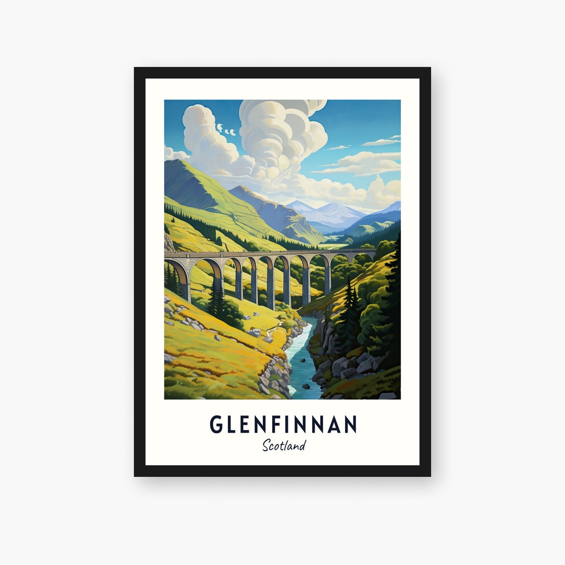 Glenfinnan City Print Glenfinnan Travel Poster Scotland Travel Gift Glenfinnan Scotland Poster Glenfinnan Gift