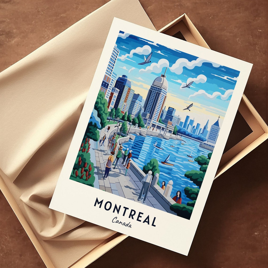 Montreal Canada Waterfront Skyline Summer Day Art Travel Poster - Image 3