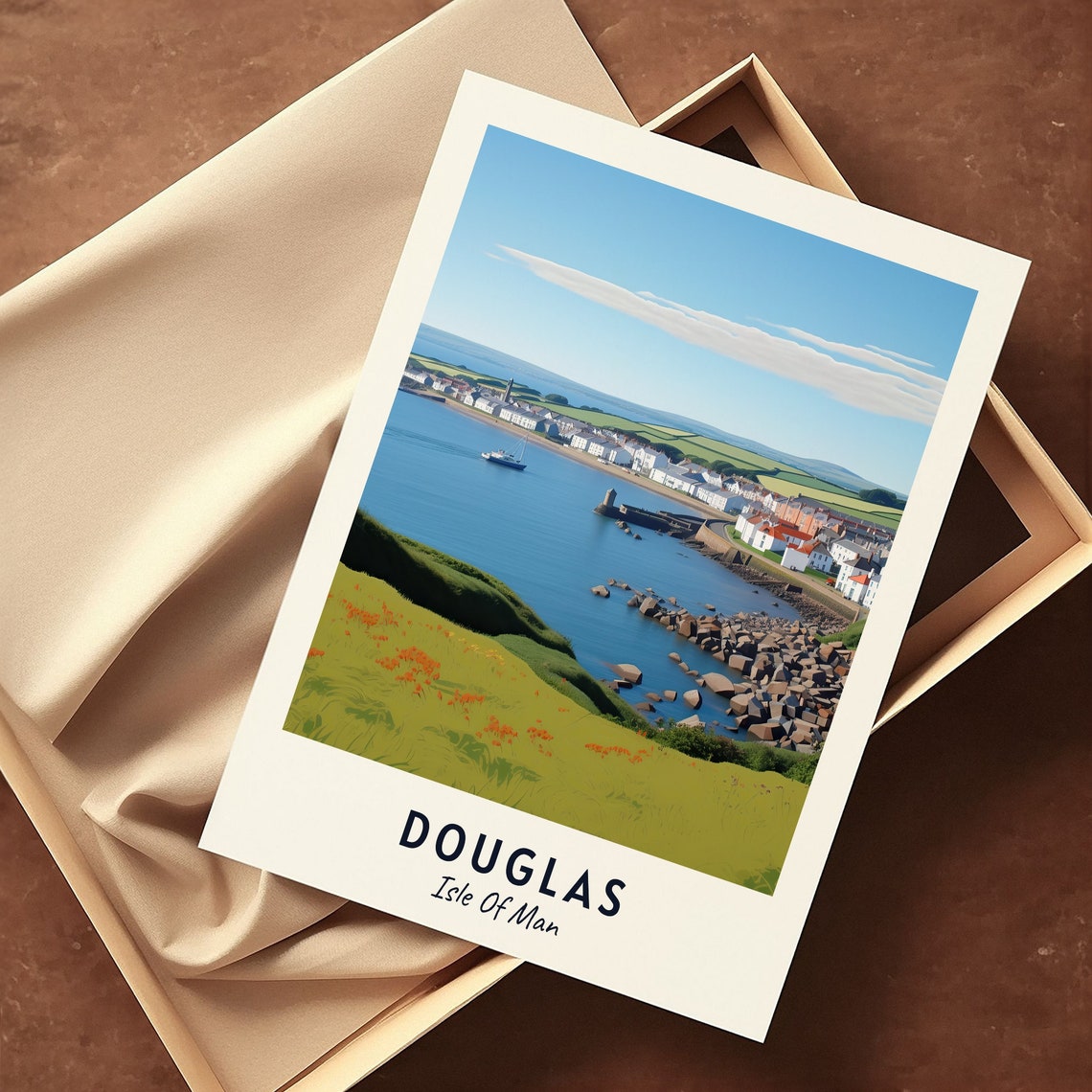 Douglas Isle of Man Harbor Coast Meadow View Scenic Travel Poster - Image 3
