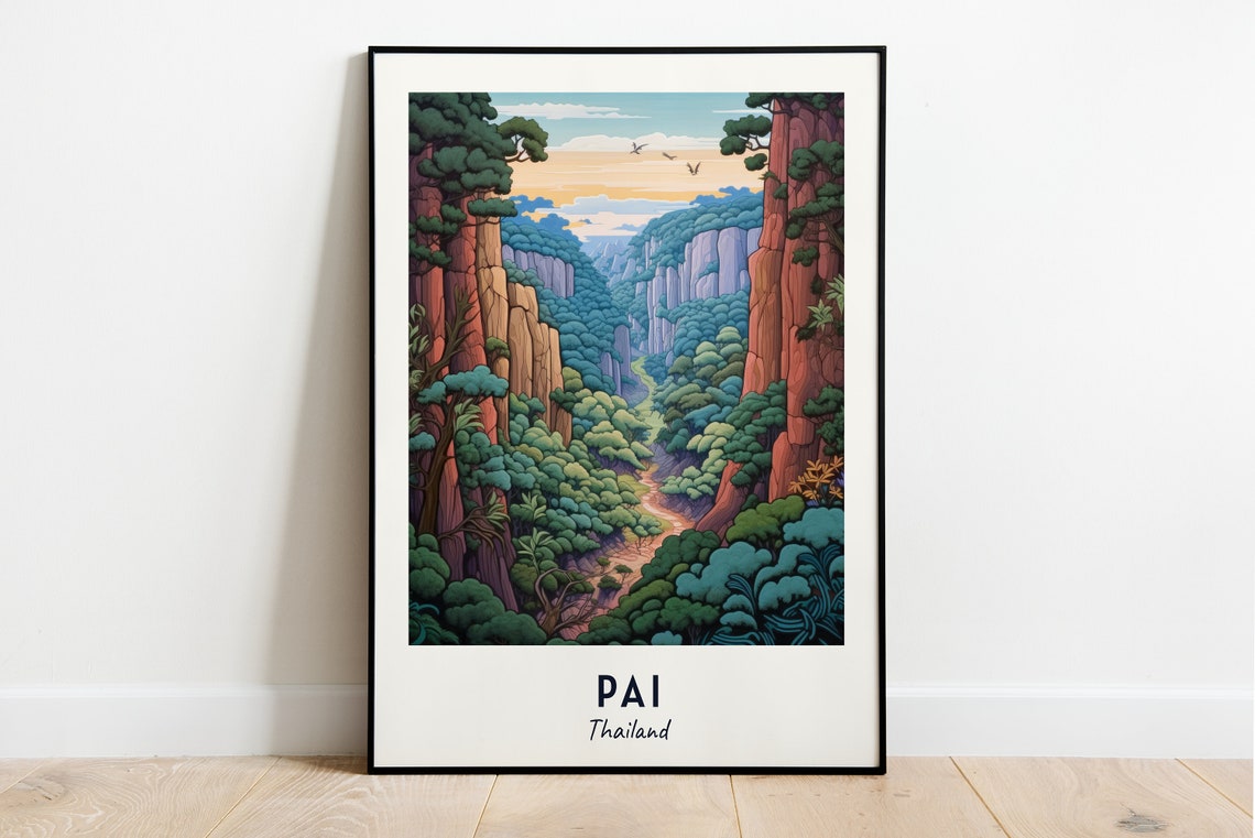 Pai Canyon Travel Print Wall Art Pai Thailand City Print Pai Canyon Travel Gift Pai Canyon Poster Travel Gift