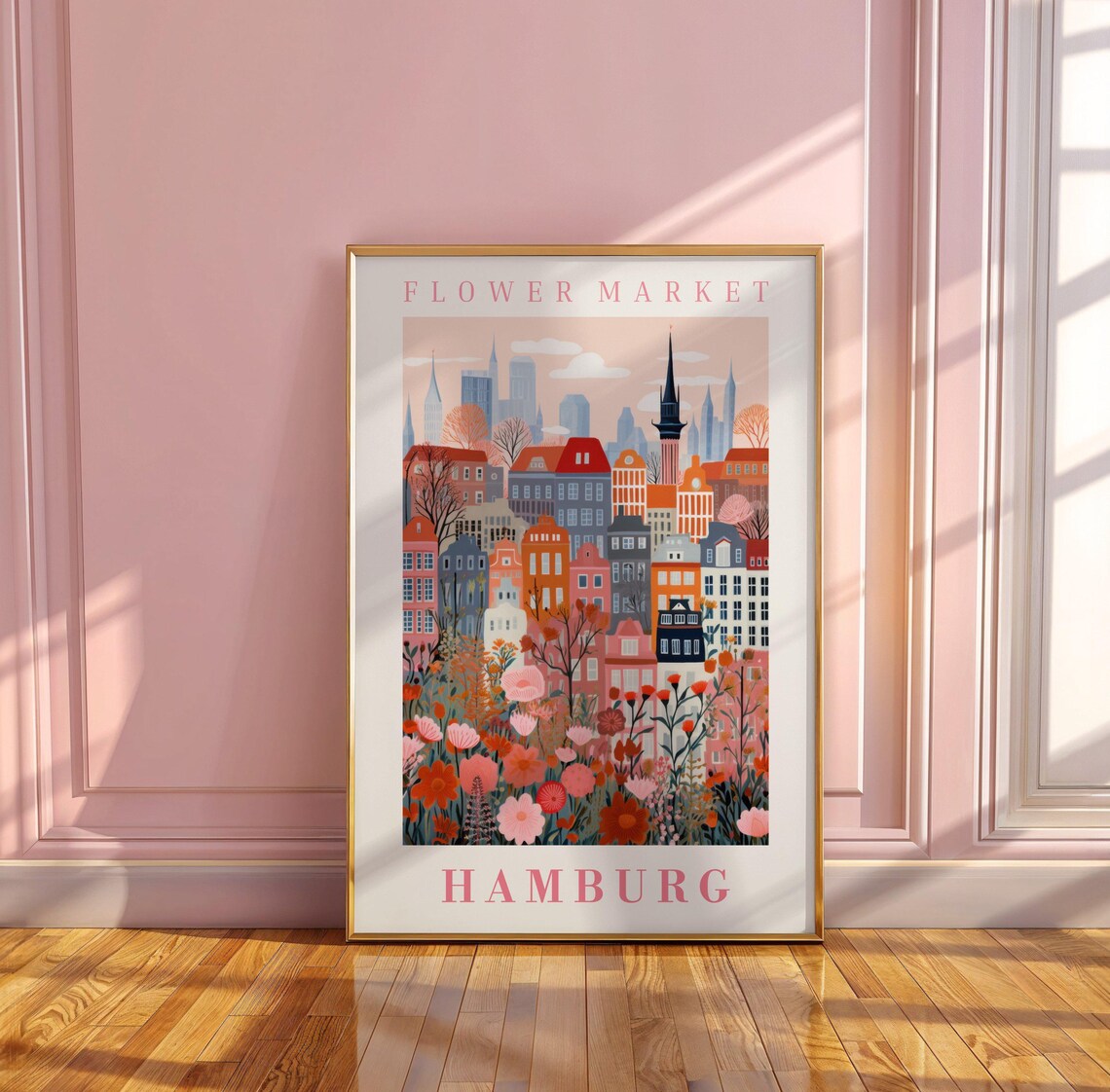 Hamburg Flower Market Travel Poster, Floral Illustration - Image 3