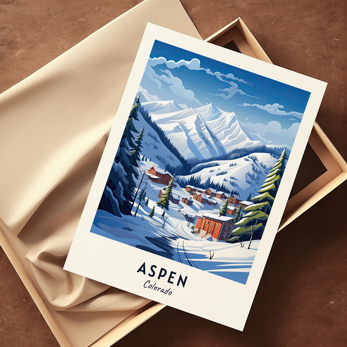 Aspen Colorado Snowy Path Through the Village at Dusk Poster - Image 3