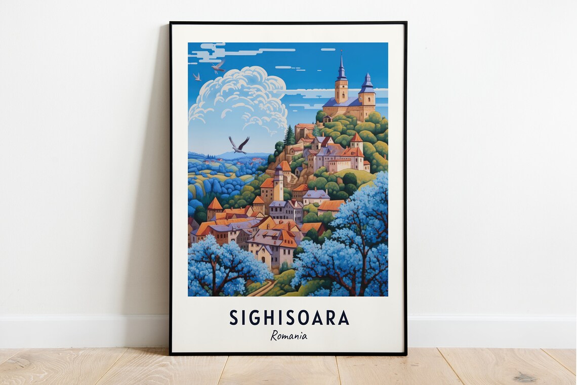 Sighisoara Citadel Travel Poster, Romania City Print